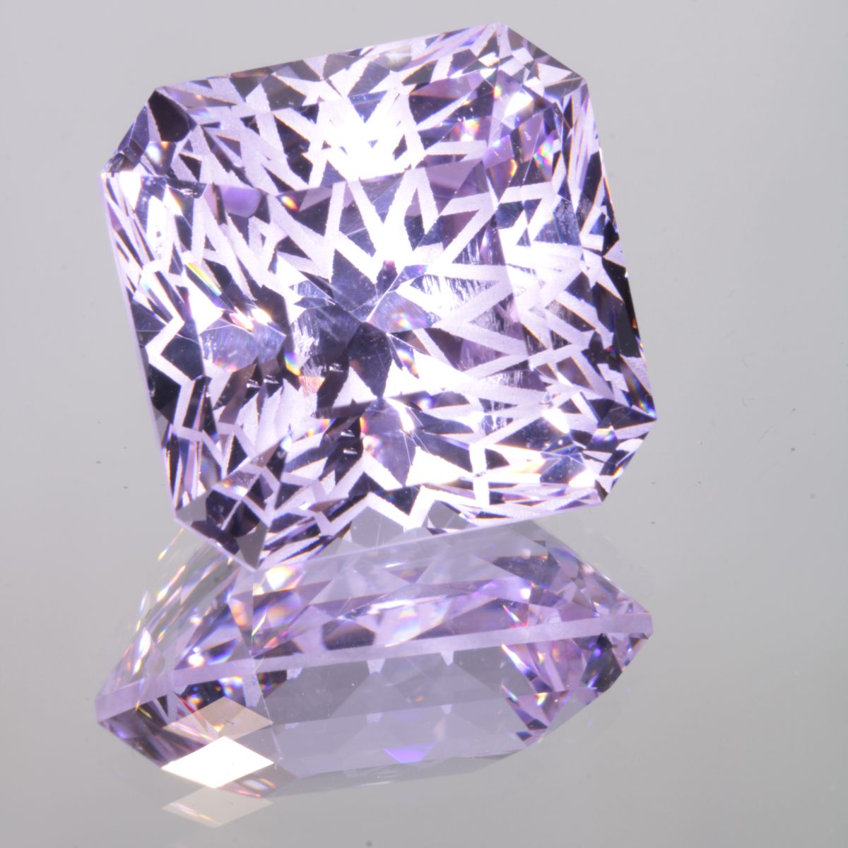 Faceted Impact Pattern Square Pure Nd:YAG Gem