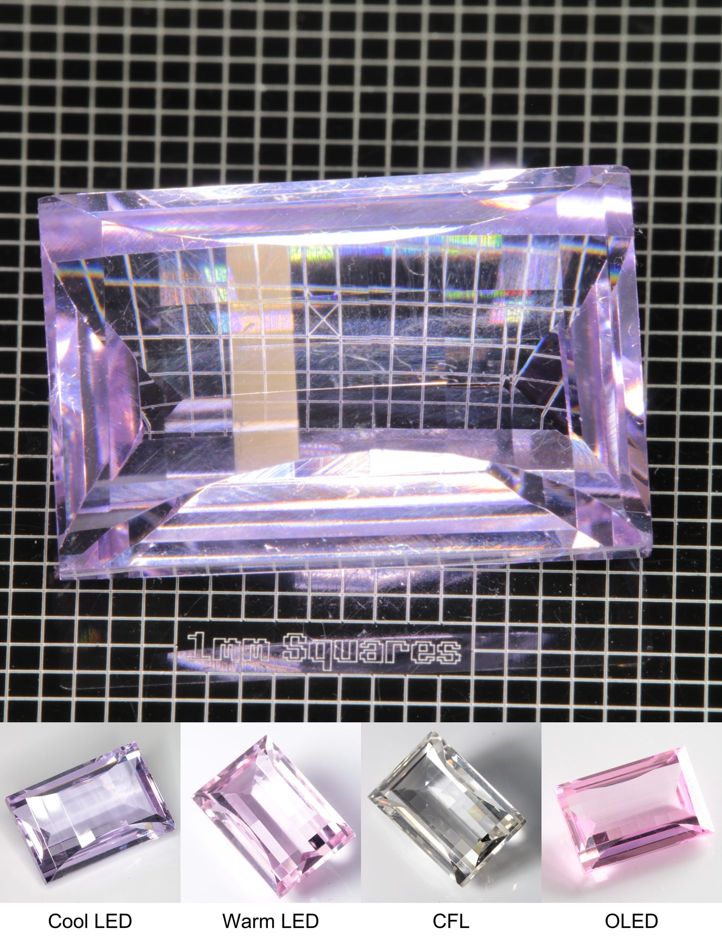 Faceted Nd:YAG Fantasy Barred Rectangle Gemstone