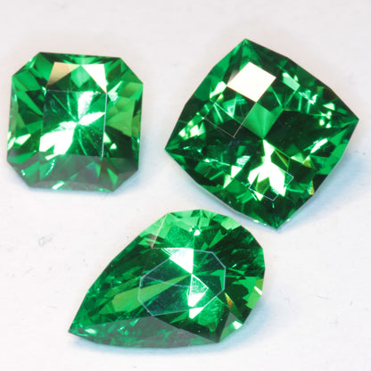 CTH:YAG Faceted Loose Stones, Cut Green Lab Garnets