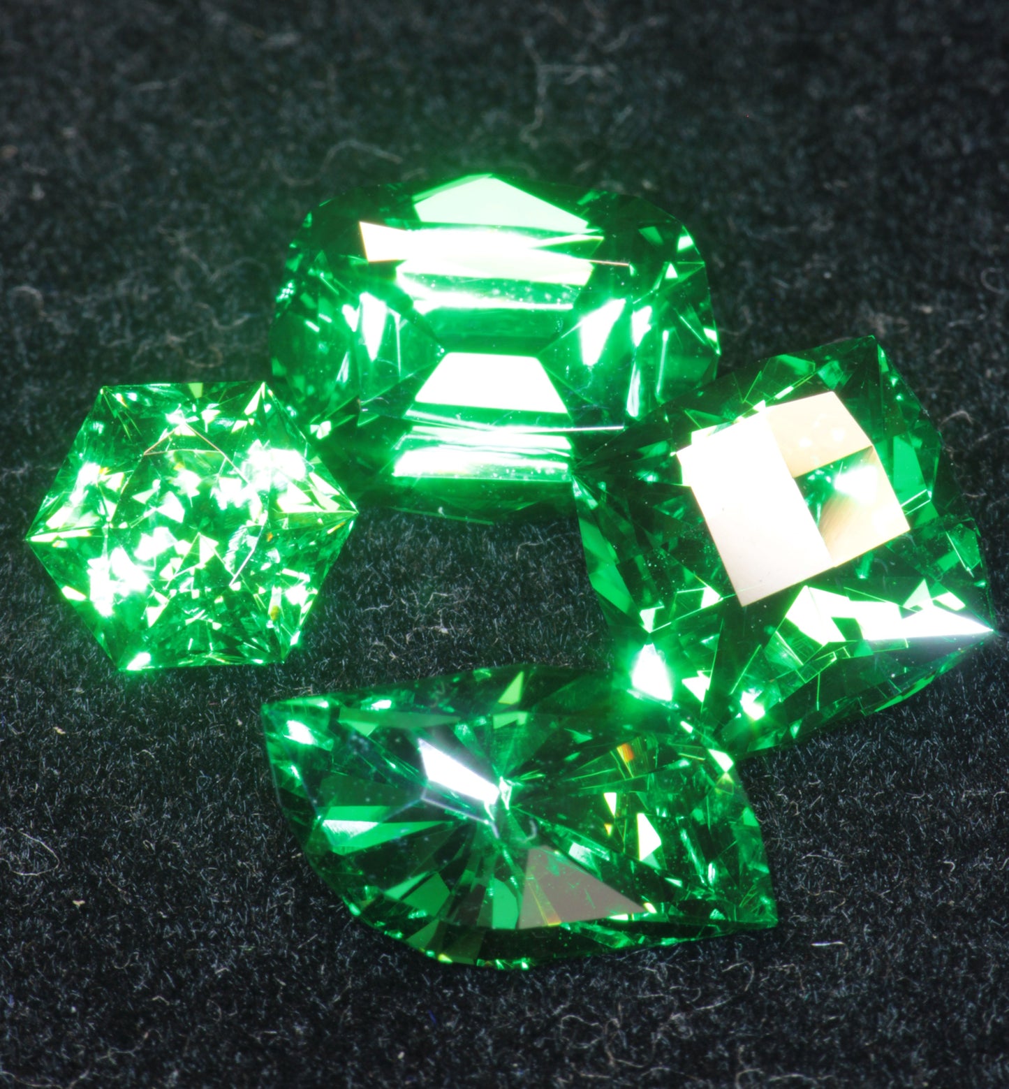 CTH:YAG Faceted Loose Stones, Cut Green Lab Garnets