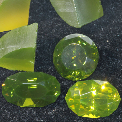 Zombie Garnet, Yellow Green Laser Garnet Faceted Stones, Ce+?? YAG