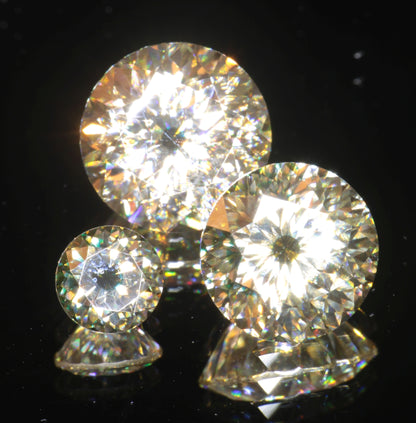 Moissanite Eyes, Loose Round Cut Bicolor Moissanites