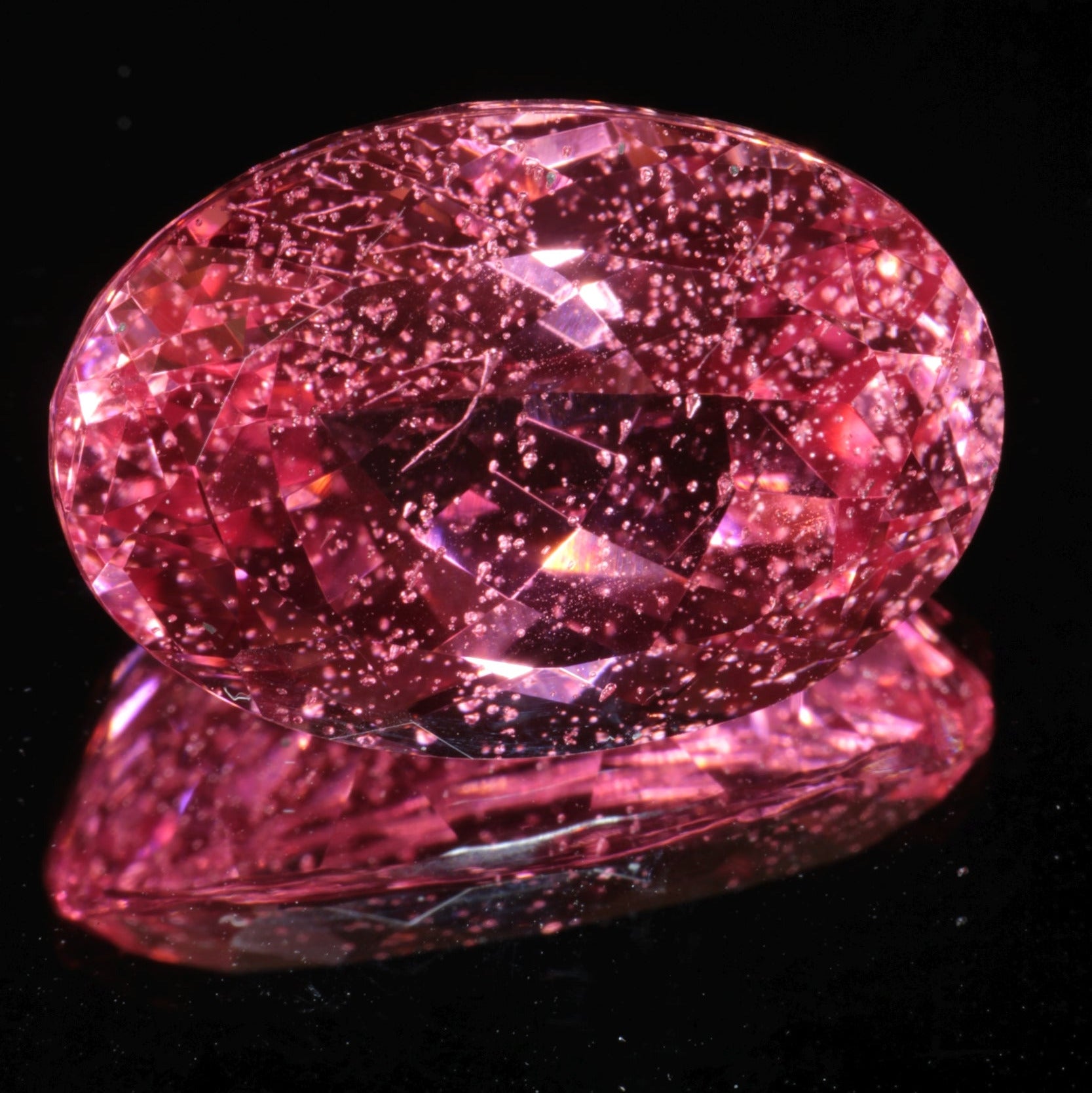 Fantasy Cut Laser Sapphire, Titanium Strawberry Sapphire