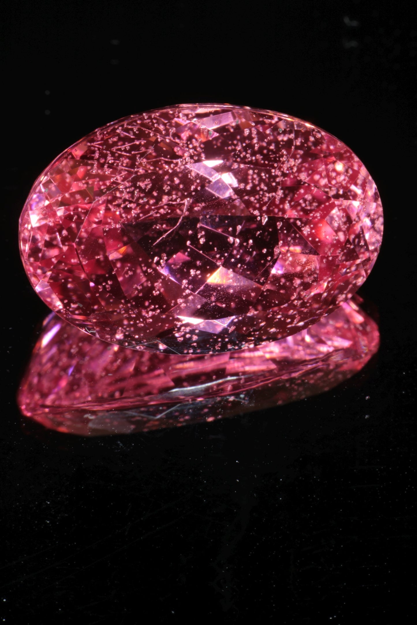 Fantasy Cut Laser Sapphire, Titanium Strawberry Sapphire