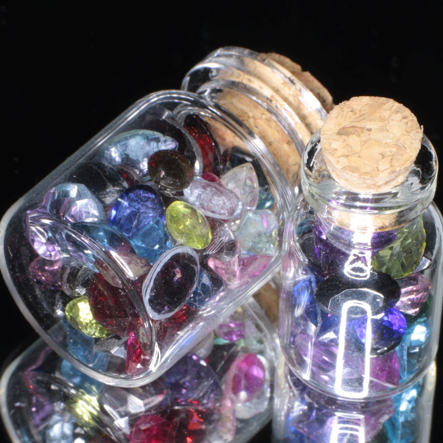 Gem Vials: Natural Kornerupine, Garnet, and Tunduru stones, mixed Popout Stones and Pearls