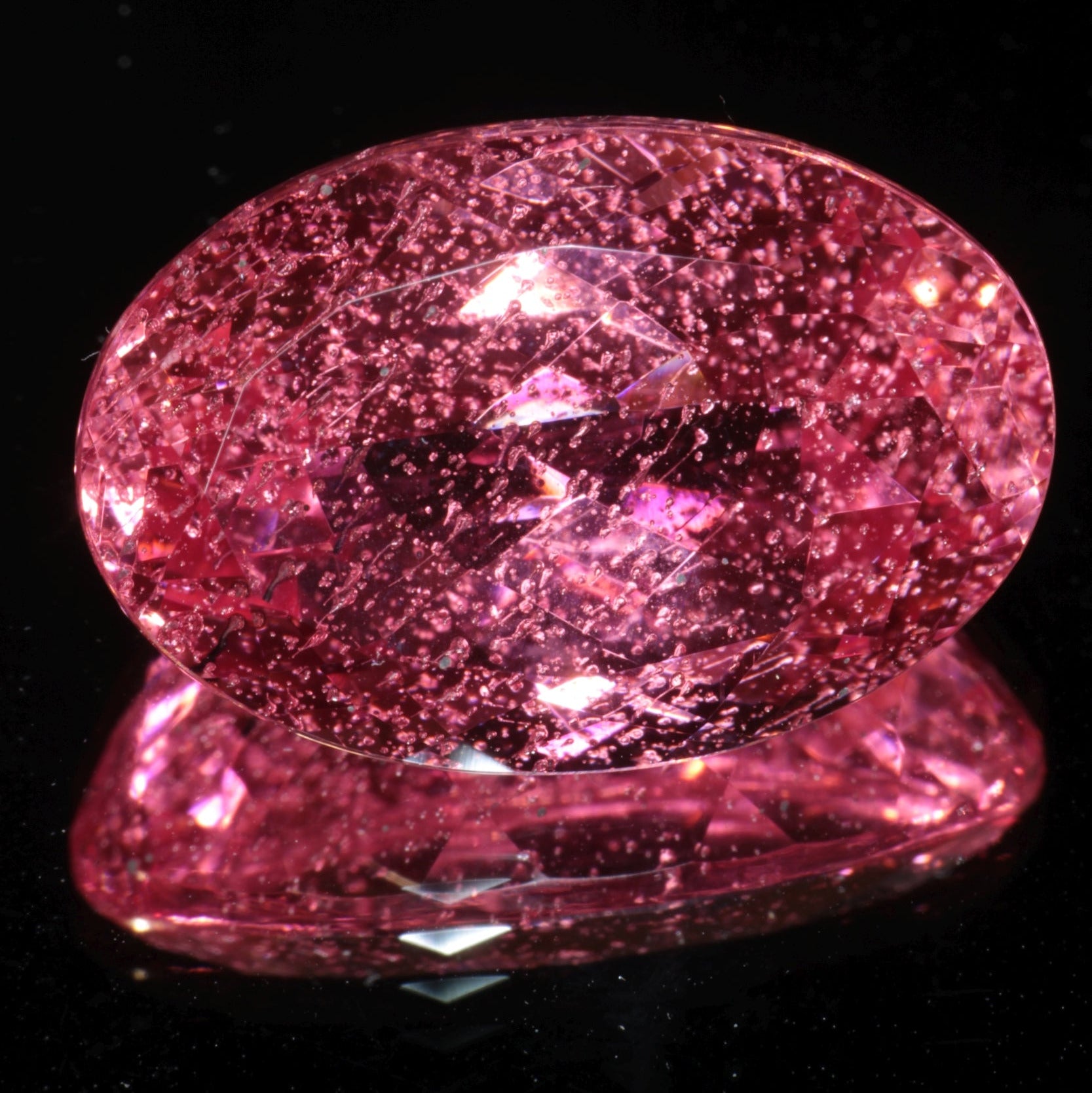 Fantasy Cut Laser Sapphire, Titanium Strawberry Sapphire