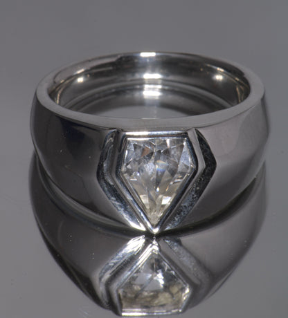 EOTS Cut F-35 Window Sapphire Rings in Sterling Silver (F35 Gem)