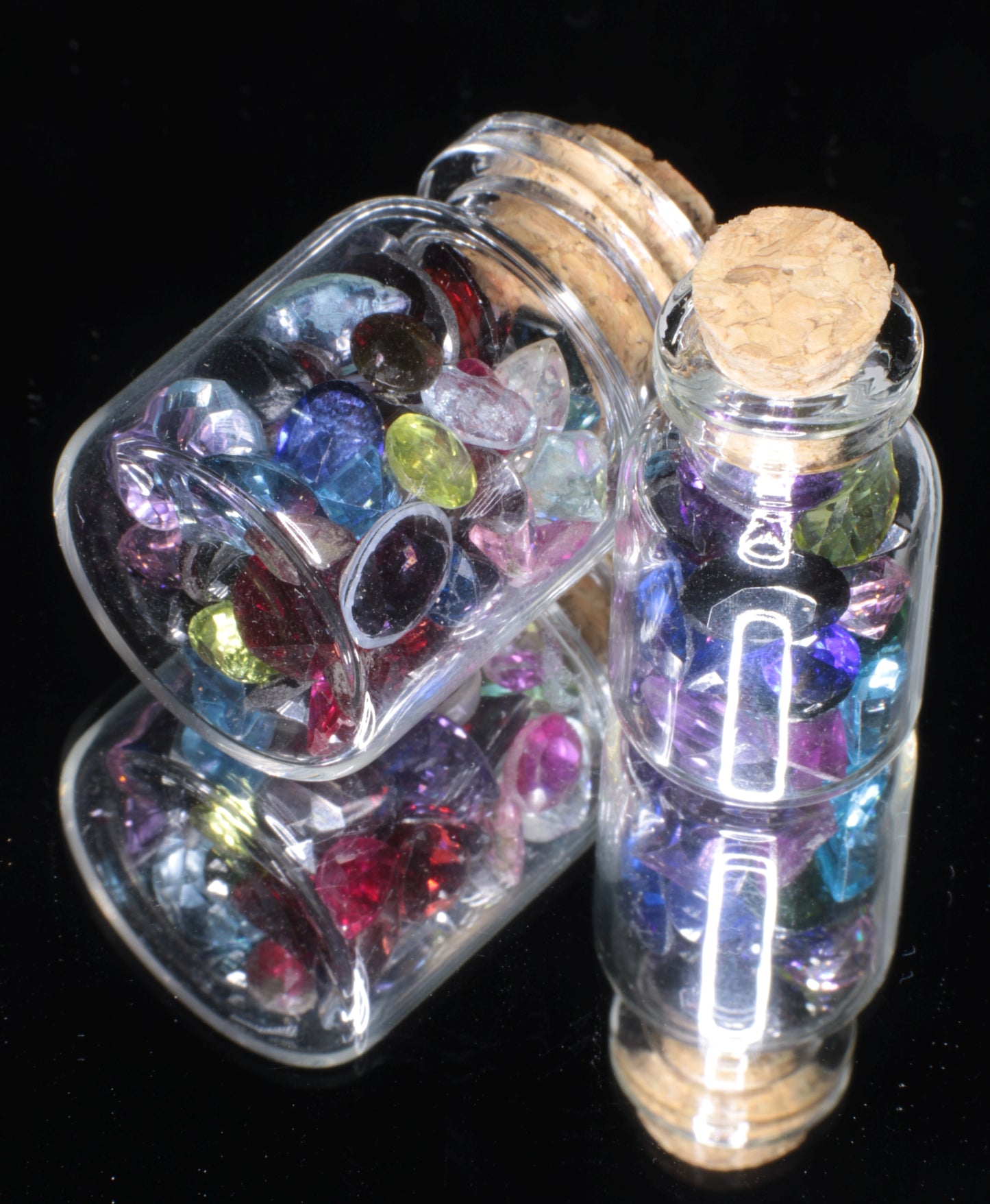 Gem Vials: Natural Kornerupine, Garnet, and Tunduru stones, mixed Popout Stones and Pearls