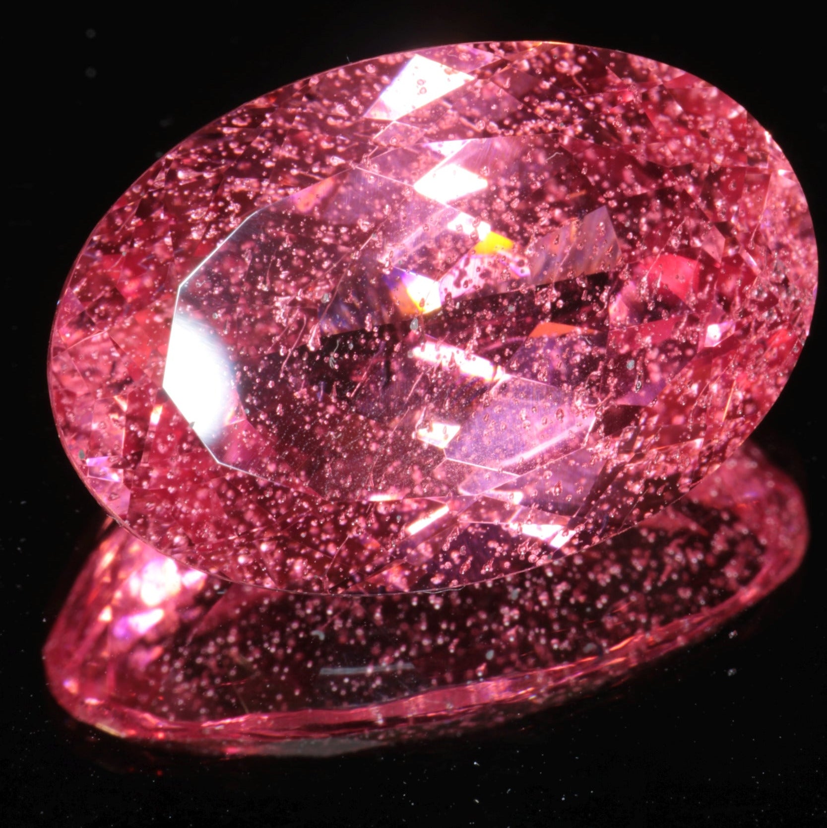 Fantasy Cut Laser Sapphire, Titanium Strawberry Sapphire