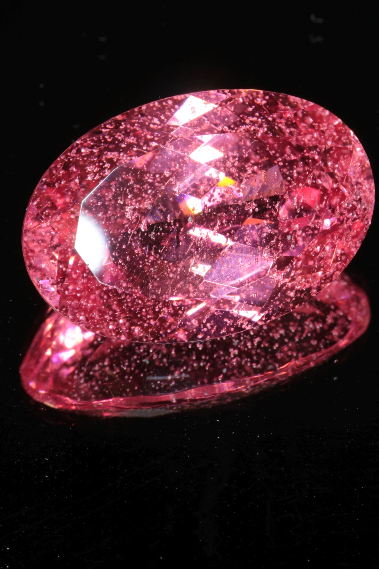 Fantasy Cut Laser Sapphire, Titanium Strawberry Sapphire