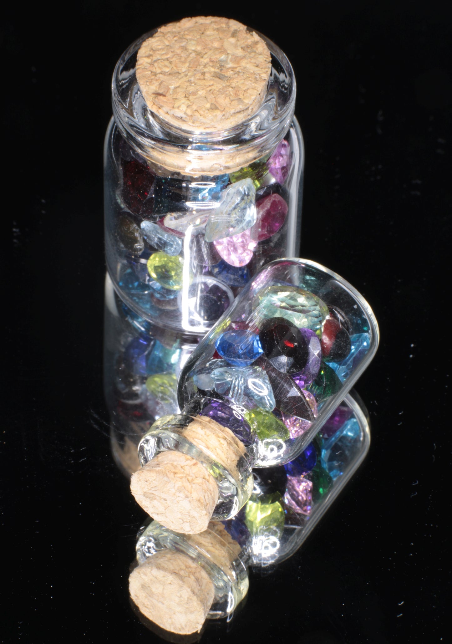 Gem Vials: Natural Kornerupine, Garnet, and Tunduru stones, mixed Popout Stones and Pearls