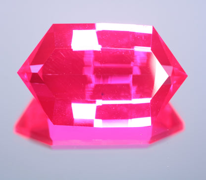 Fancy Pixel Cut RetroHex in Lab Ruby 25.3ct