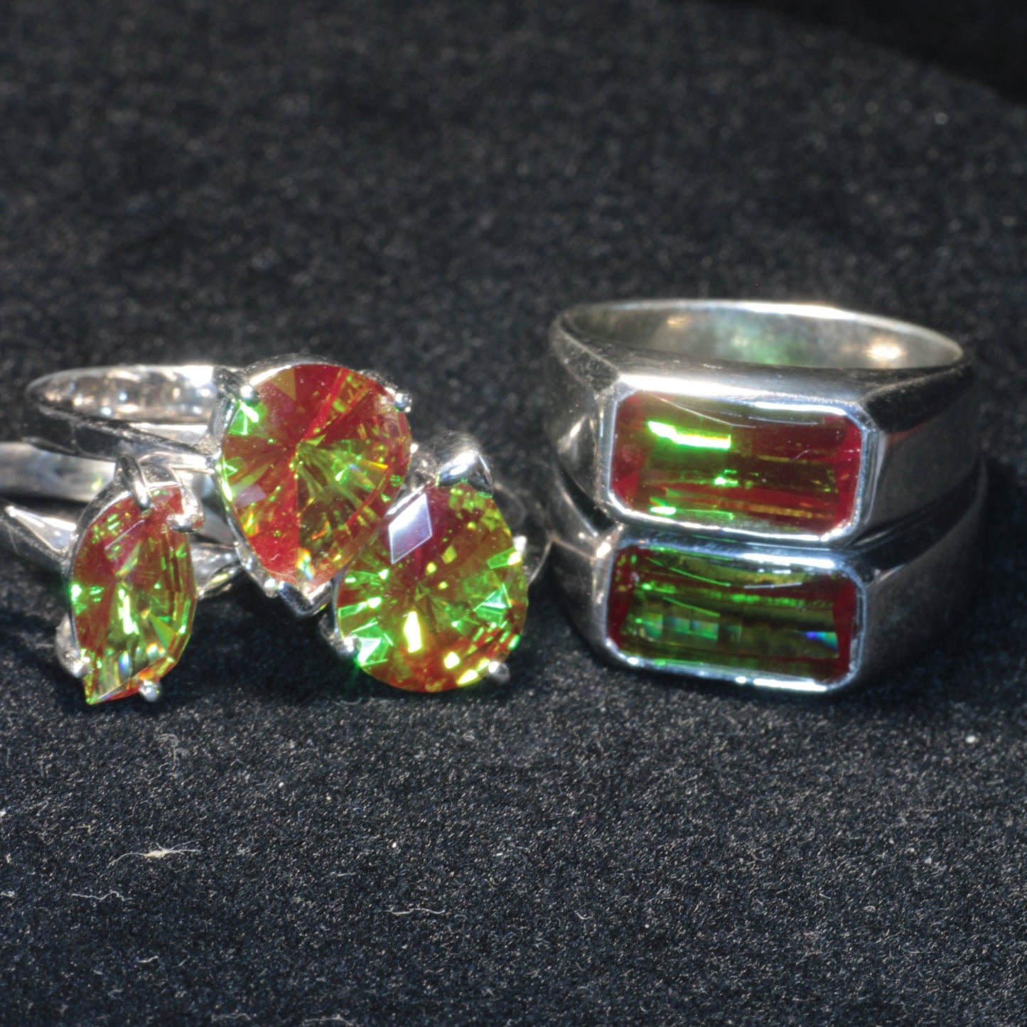 Sterling Silver Christmas Garnet Jewelry, Chromium YAG Gems