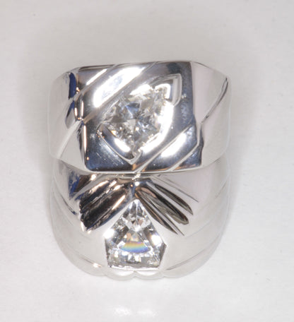 EOTS Cut F-35 Window Sapphire Rings in Sterling Silver (F35 Gem)