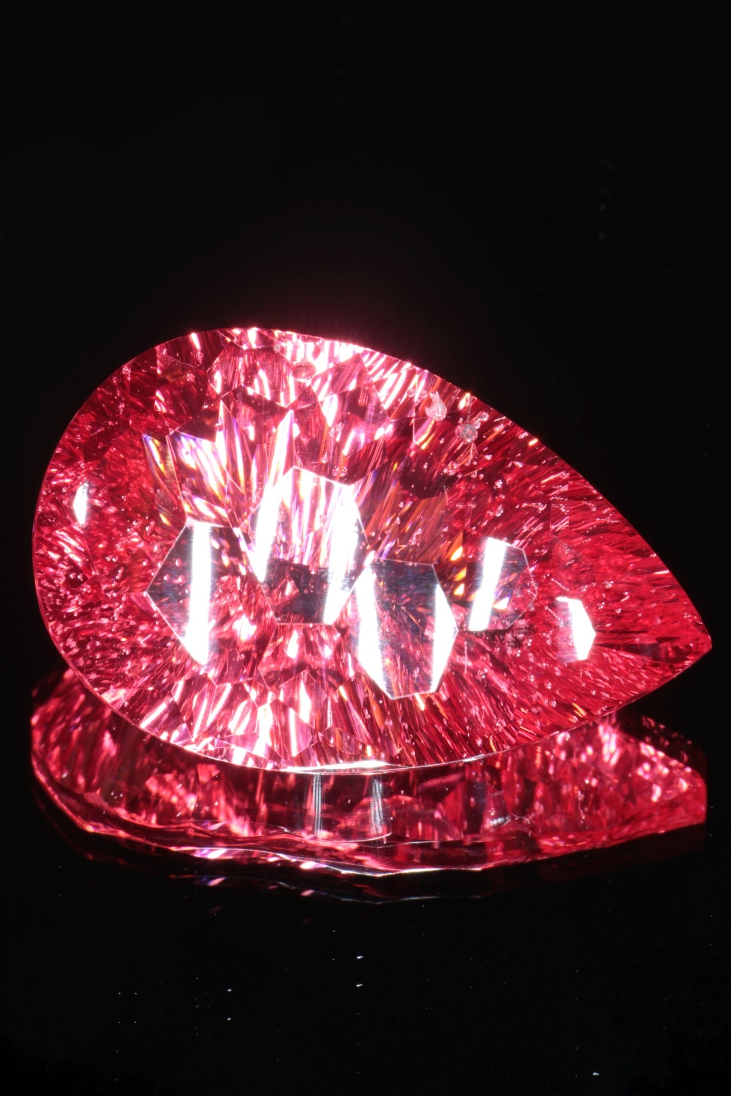 Fantasy Cut Laser Sapphire, Titanium Strawberry Sapphire