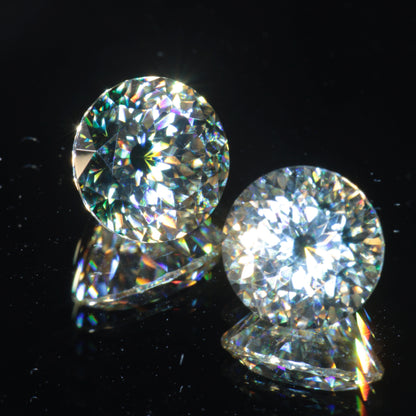 Moissanite Eyes, Loose Round Cut Bicolor Moissanites