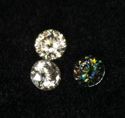 Moissanite Eyes, Loose Round Cut Bicolor Moissanites