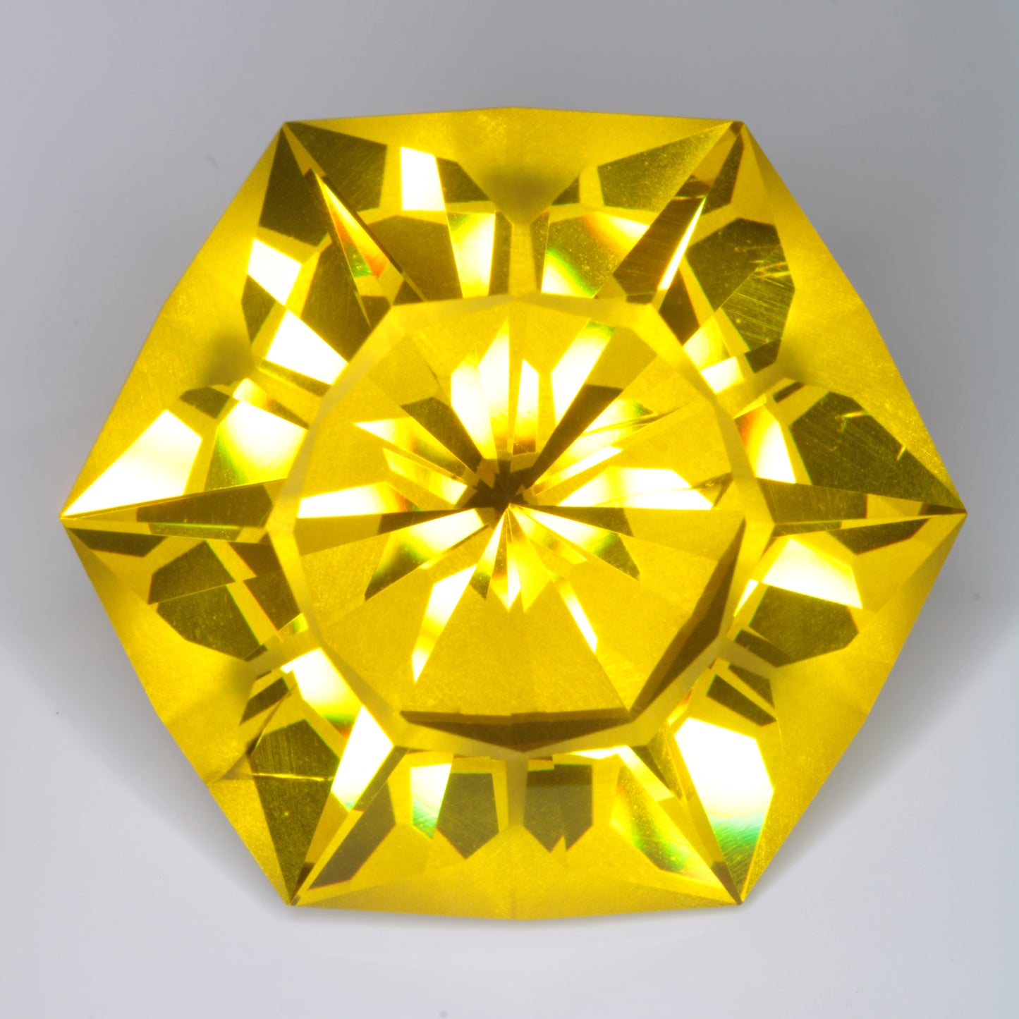 Pink and Gold Ce/Nd YAG Flower Cut Gem (88.2 ct)