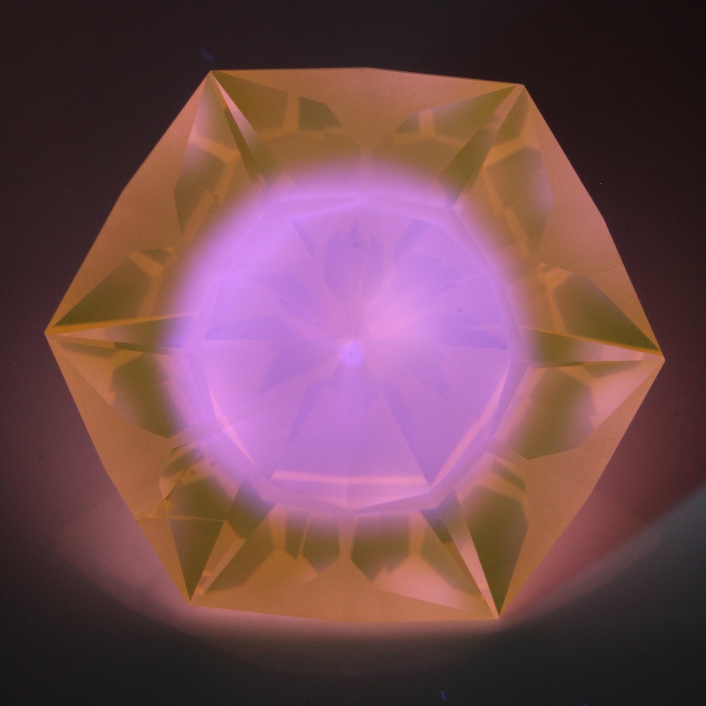 Pink and Gold Ce/Nd YAG Flower Cut Gem (88.2 ct)