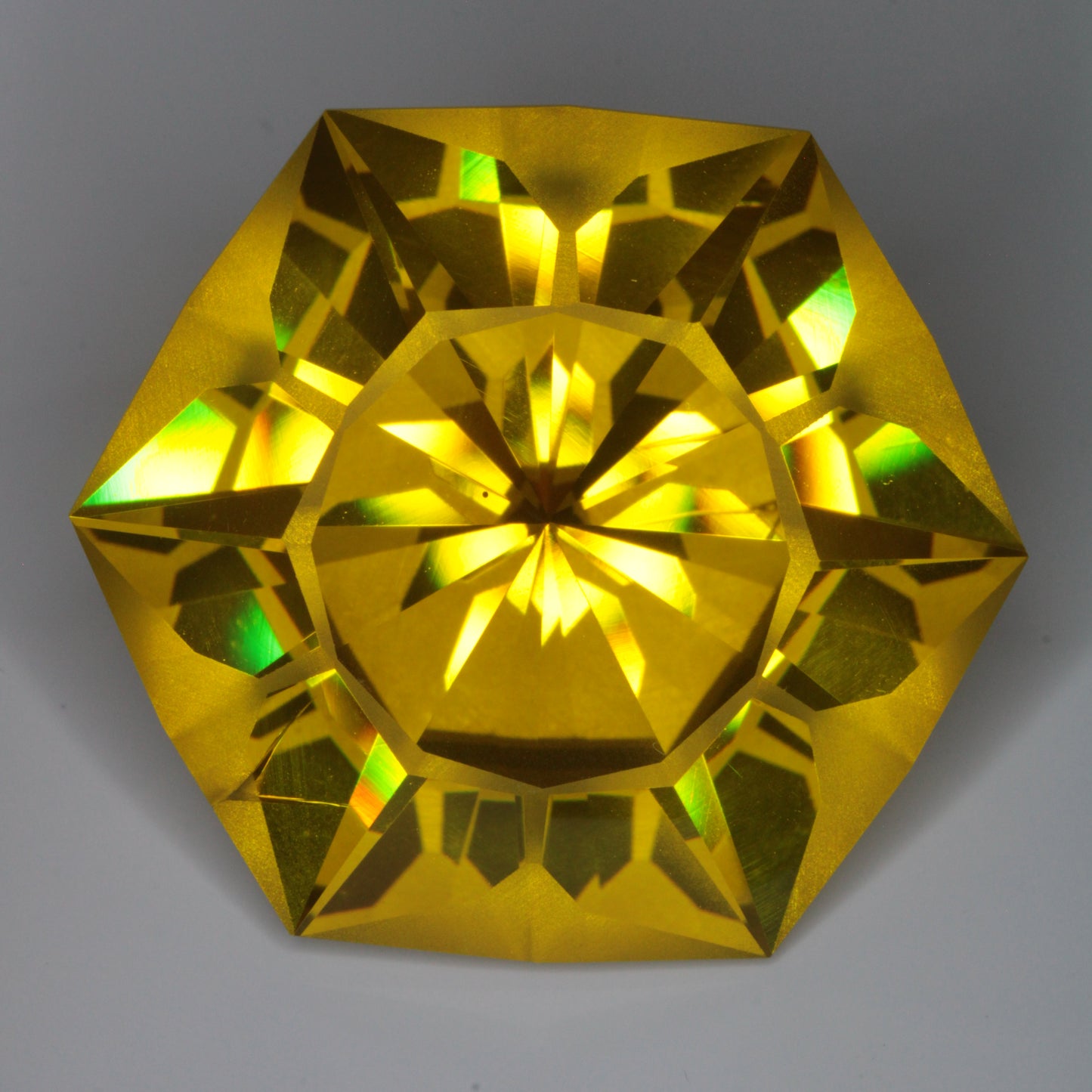 Pink and Gold Ce/Nd YAG Flower Cut Gem (88.2 ct)