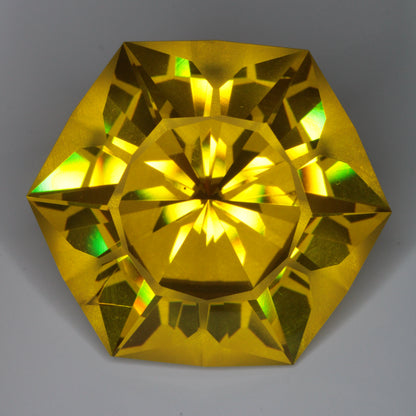 Pink and Gold Ce/Nd YAG Flower Cut Gem (88.2 ct)