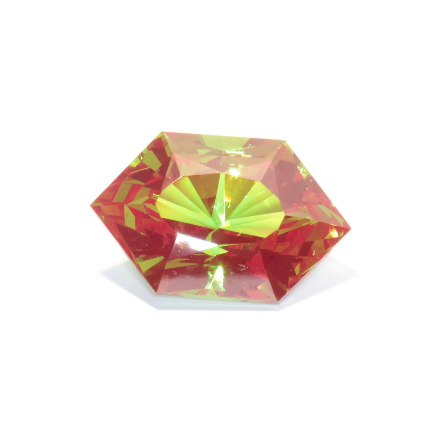 Elongated Hexagon Faceted Christmas Garnet, YAG:Cr3+
