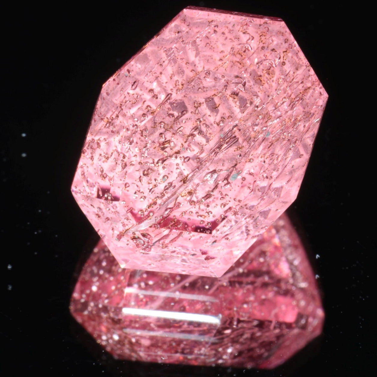 Fantasy Cut Laser Sapphire, Titanium Strawberry Sapphire