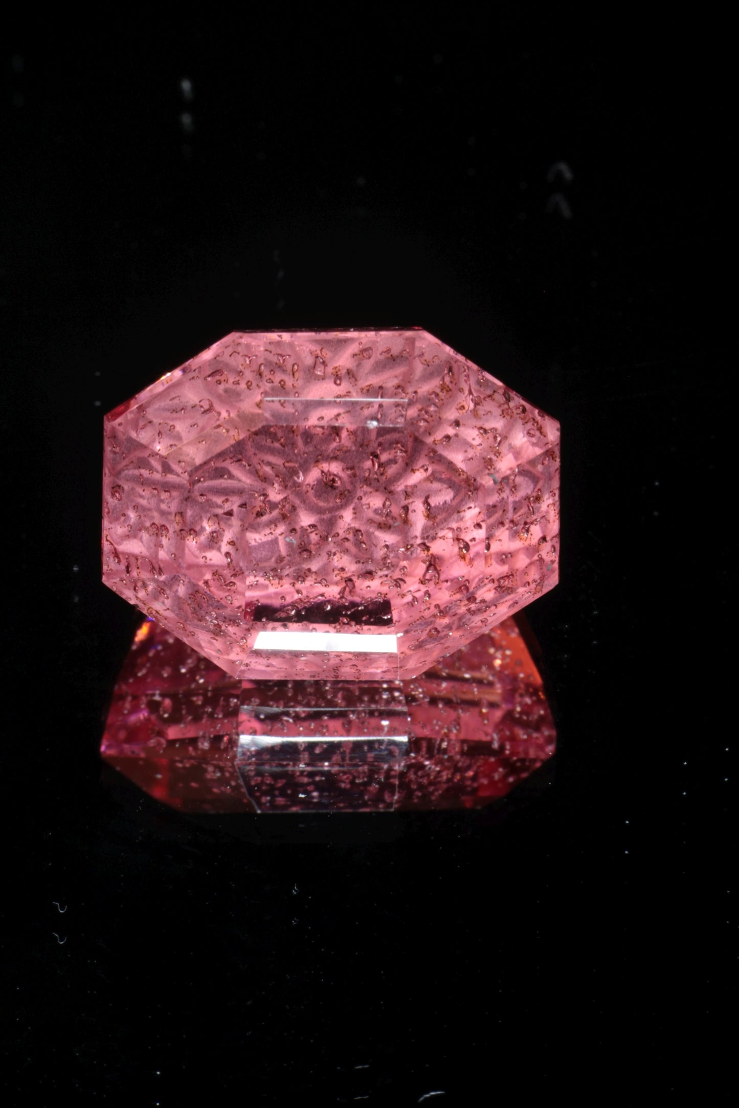 Fantasy Cut Laser Sapphire, Titanium Strawberry Sapphire