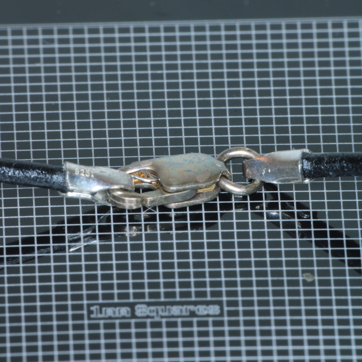 18 inch Black Leather Cord With Sterling Clasp