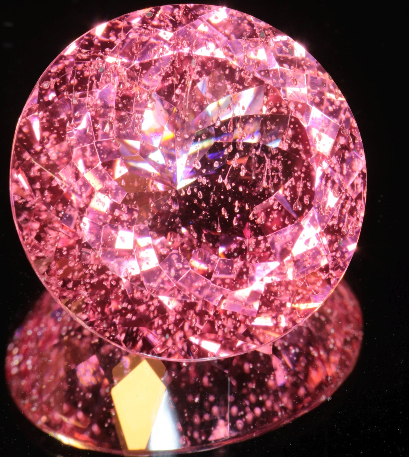 Fantasy Cut Laser Sapphire, Titanium Strawberry Sapphire
