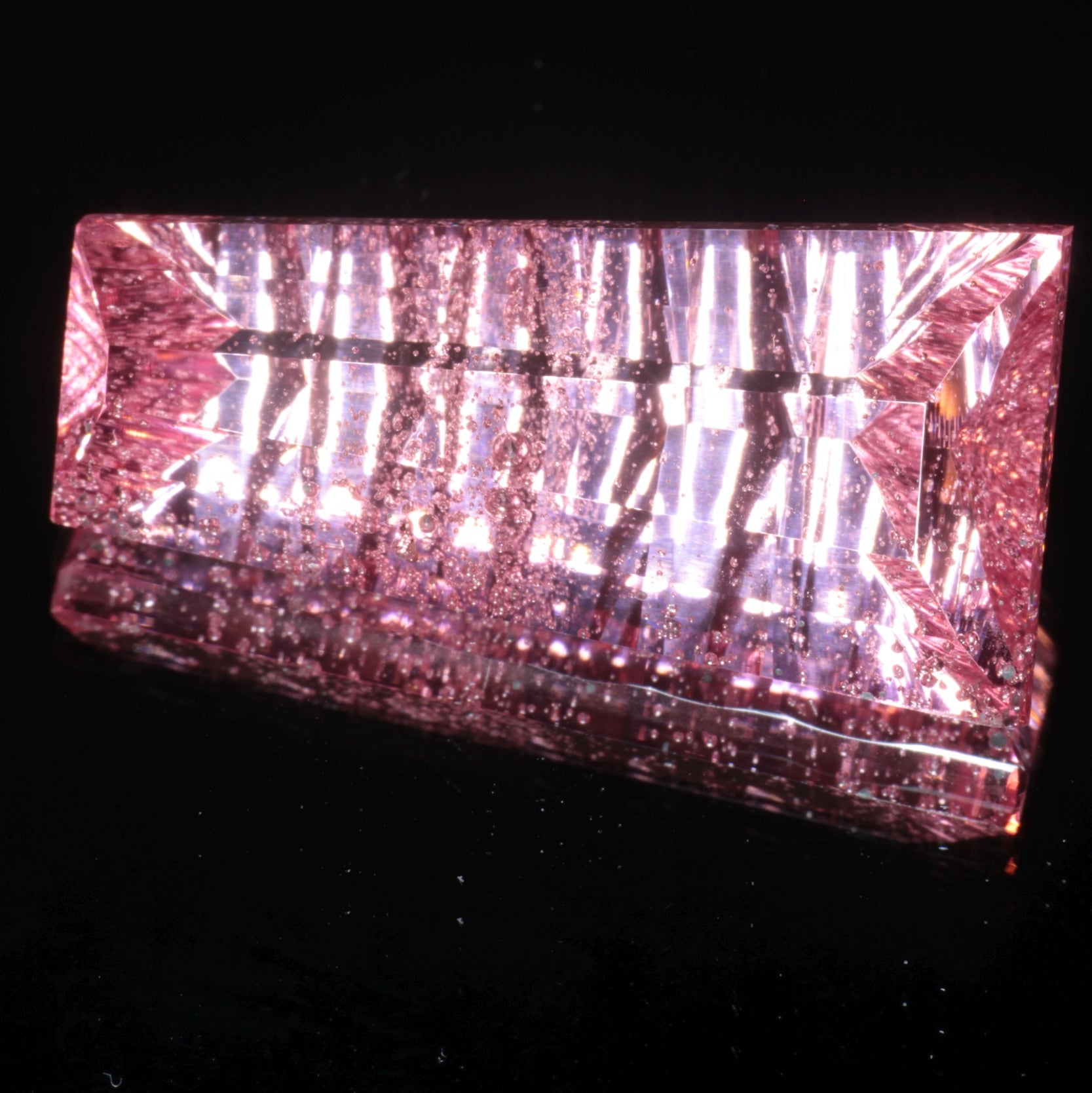 Fantasy Cut Laser Sapphire, Titanium Strawberry Sapphire