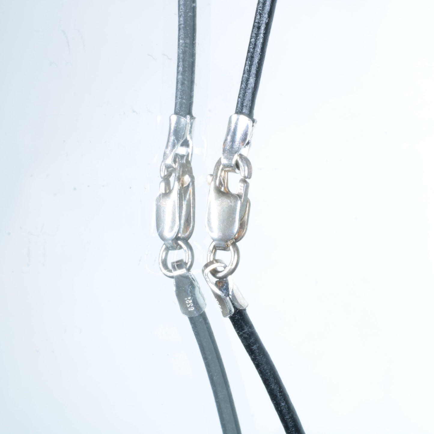 18 inch Black Leather Cord With Sterling Clasp