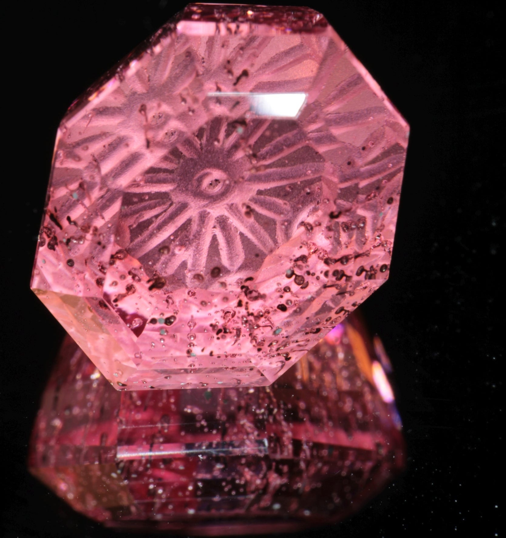 Fantasy Cut Laser Sapphire, Titanium Strawberry Sapphire