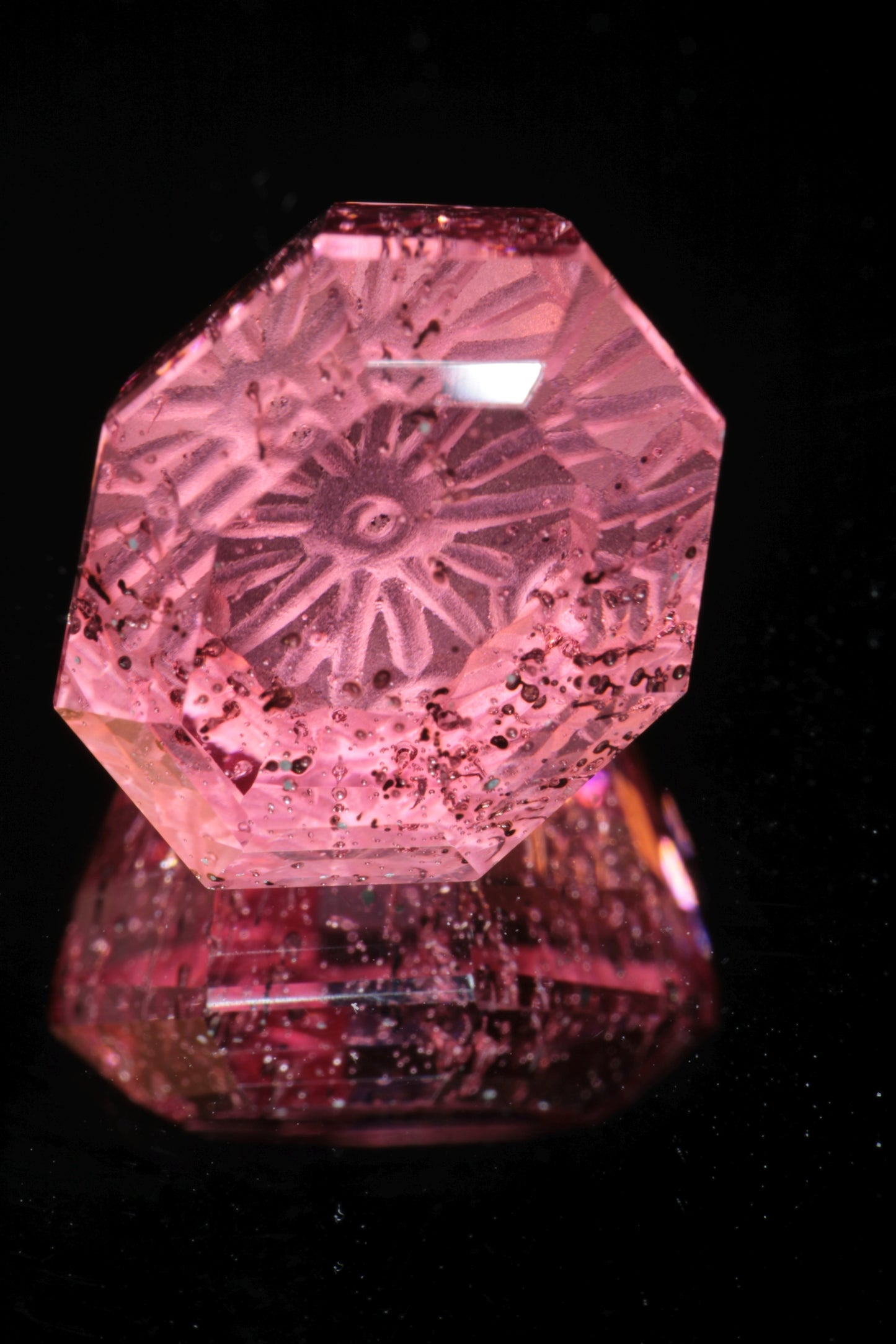 Fantasy Cut Laser Sapphire, Titanium Strawberry Sapphire