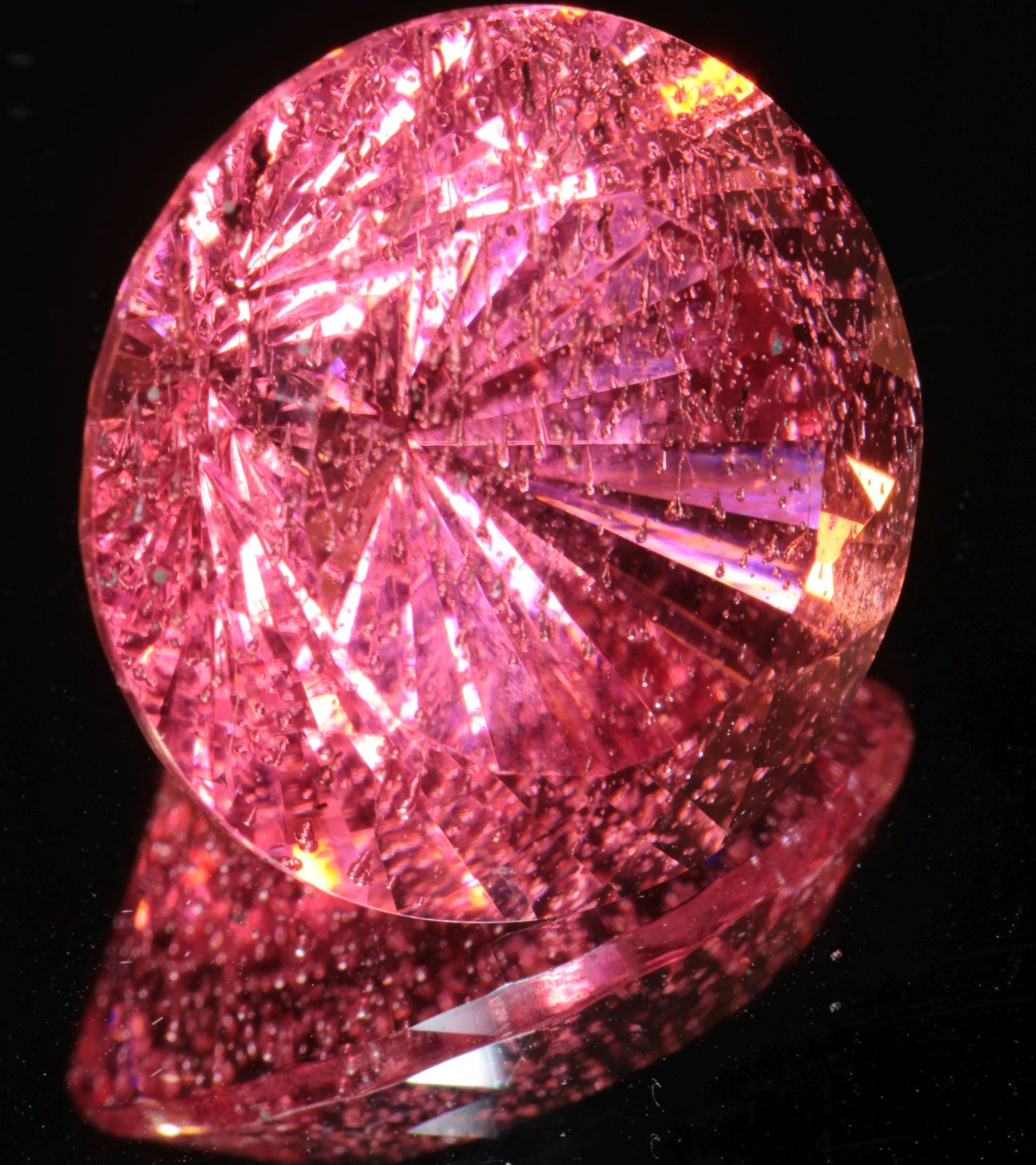 Fantasy Cut Laser Sapphire, Titanium Strawberry Sapphire
