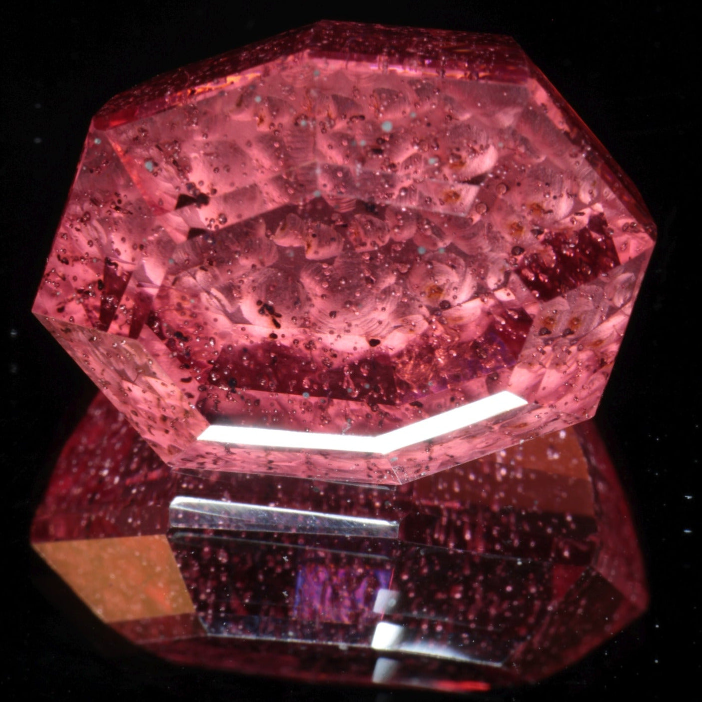 Fantasy Cut Laser Sapphire, Titanium Strawberry Sapphire
