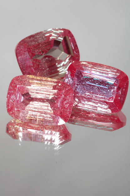 Fantasy Cut Laser Alexandrite Stones, Lab Created Red Glow Alexandrite