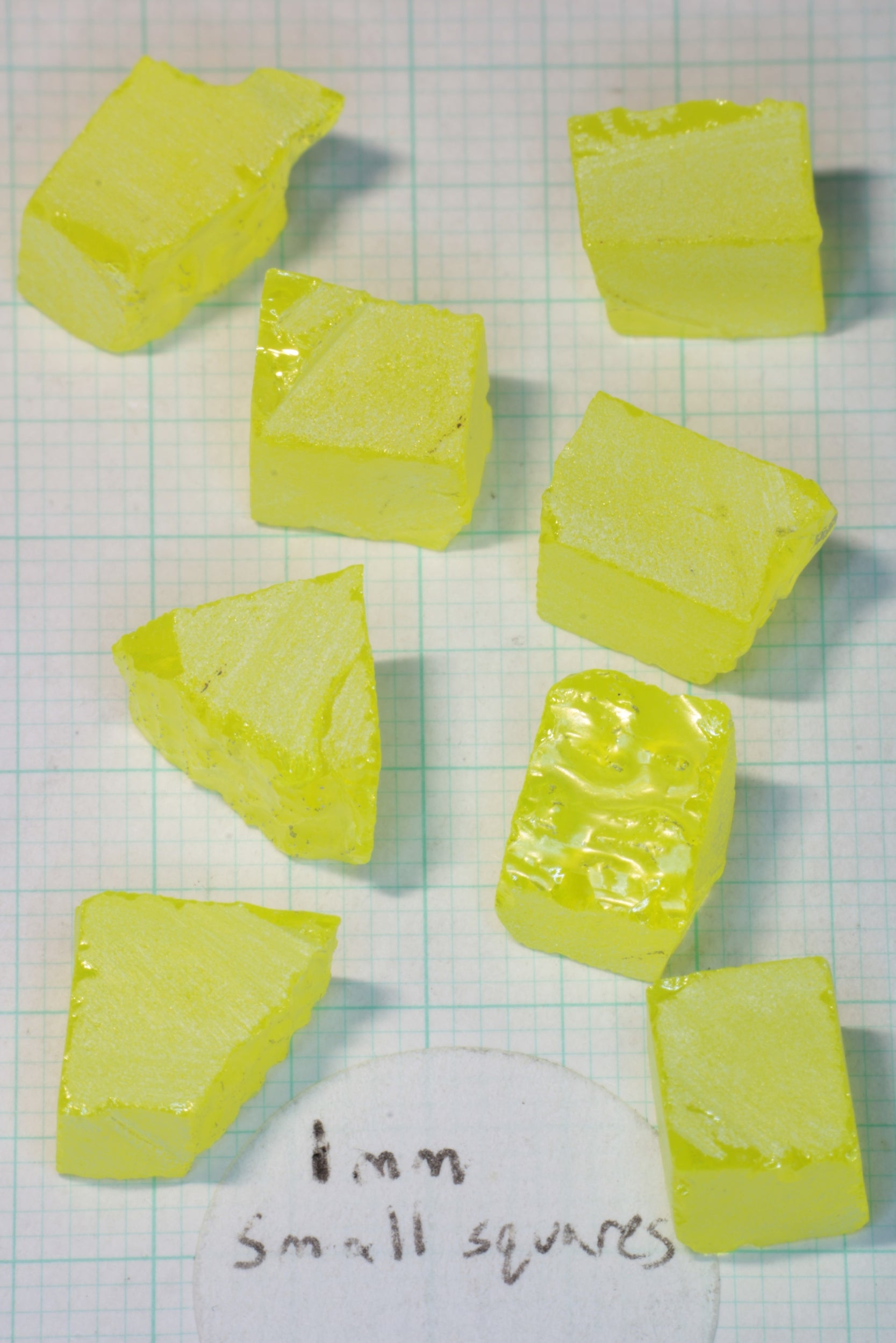Glow in the Dark GAGG Lumogarnet Facet Rough 