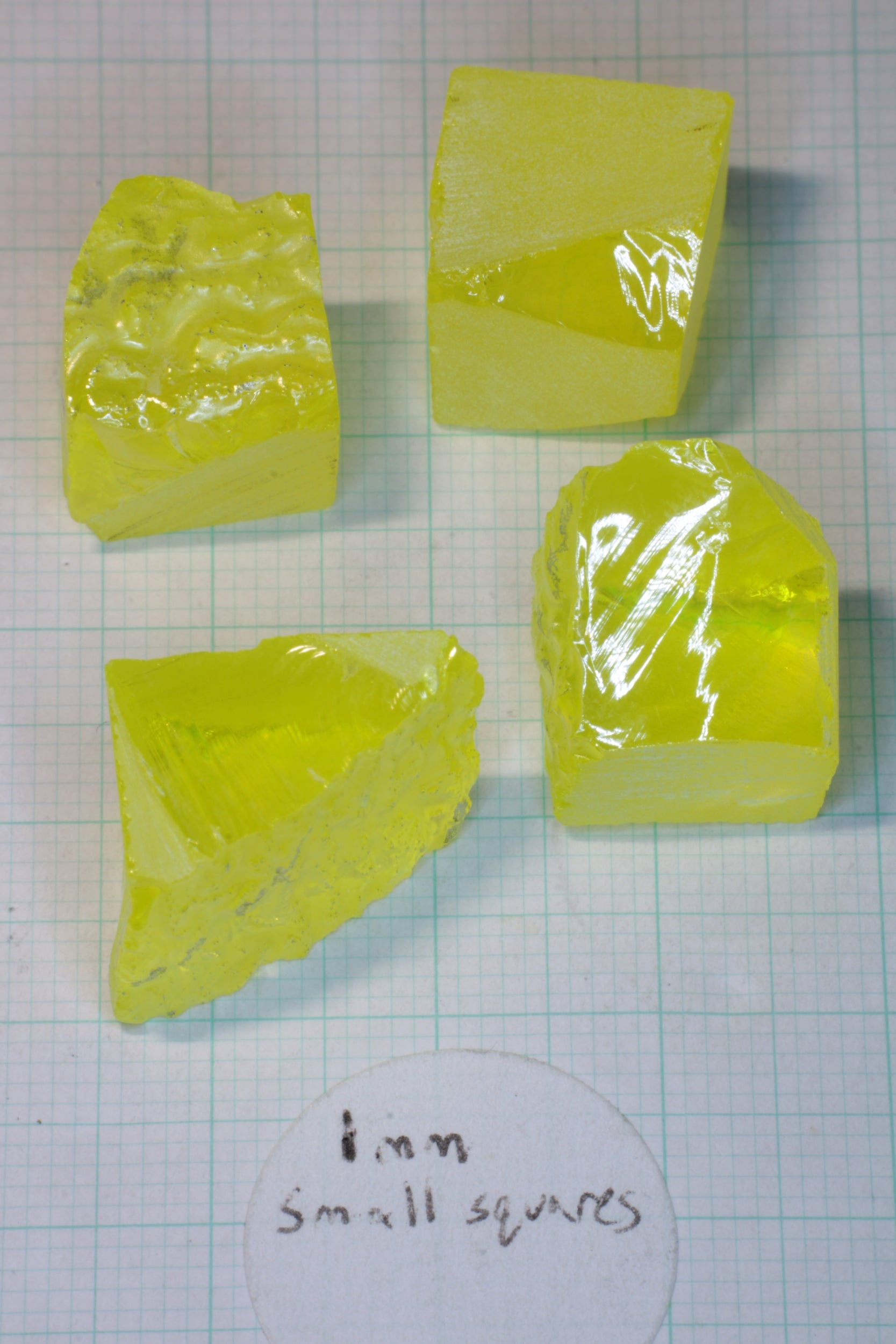 Glow in the Dark GAGG Lumogarnet Facet Rough 