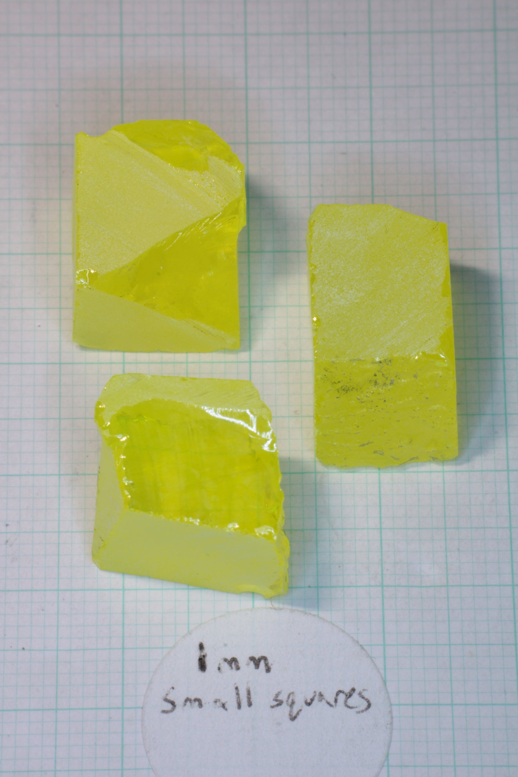 Glow in the Dark GAGG Lumogarnet Facet Rough 