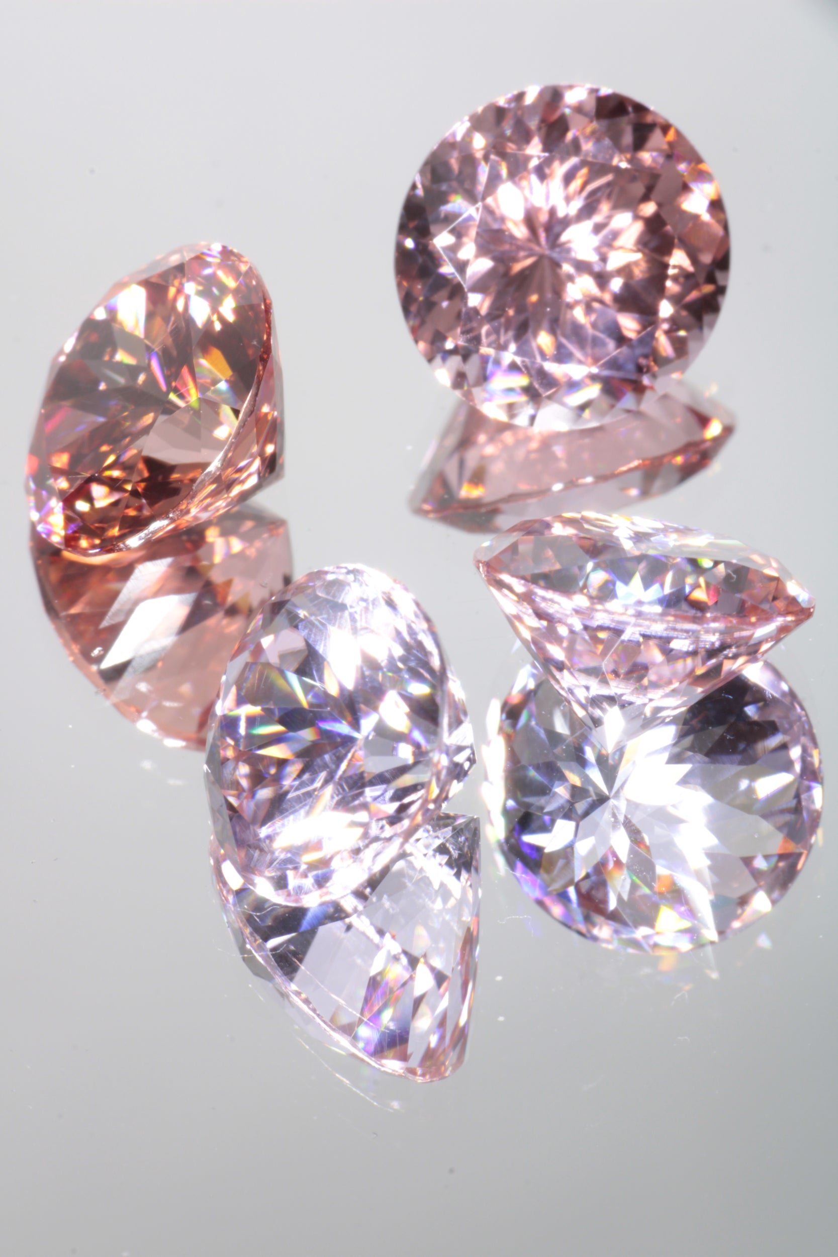 Lab Perovskite Cut Gems, Pink to Orange Red Laser YAP