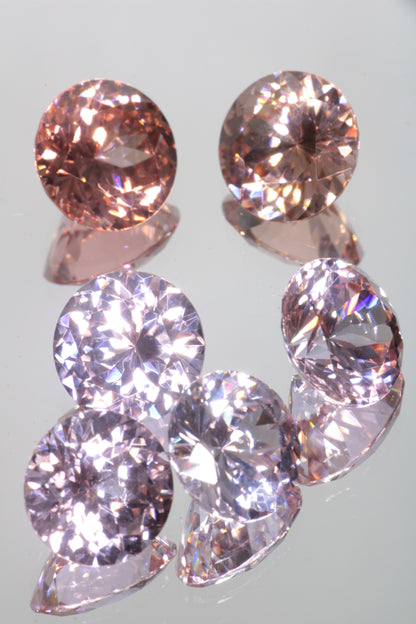 Lab Perovskite Cut Gems, Pink to Orange Red Laser YAP