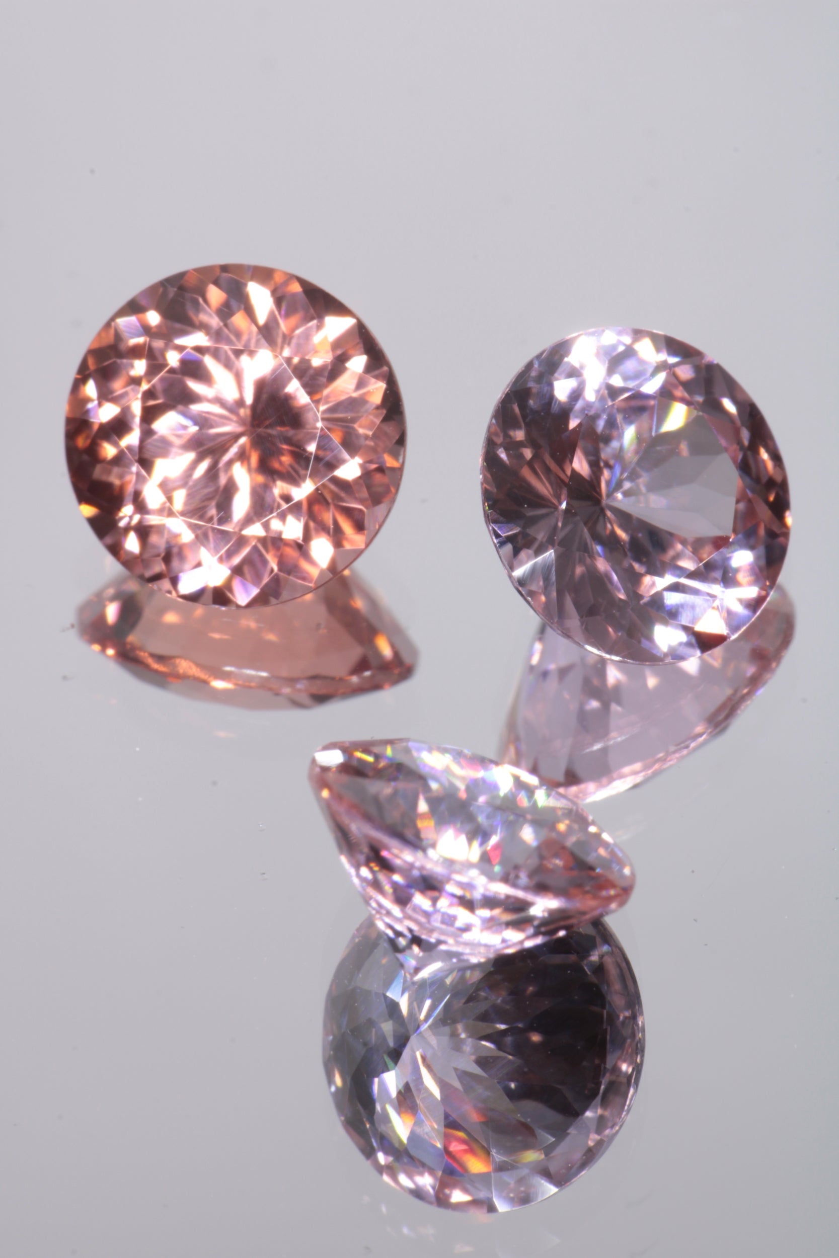 Lab Perovskite Cut Gems, Pink to Orange Red Laser YAP