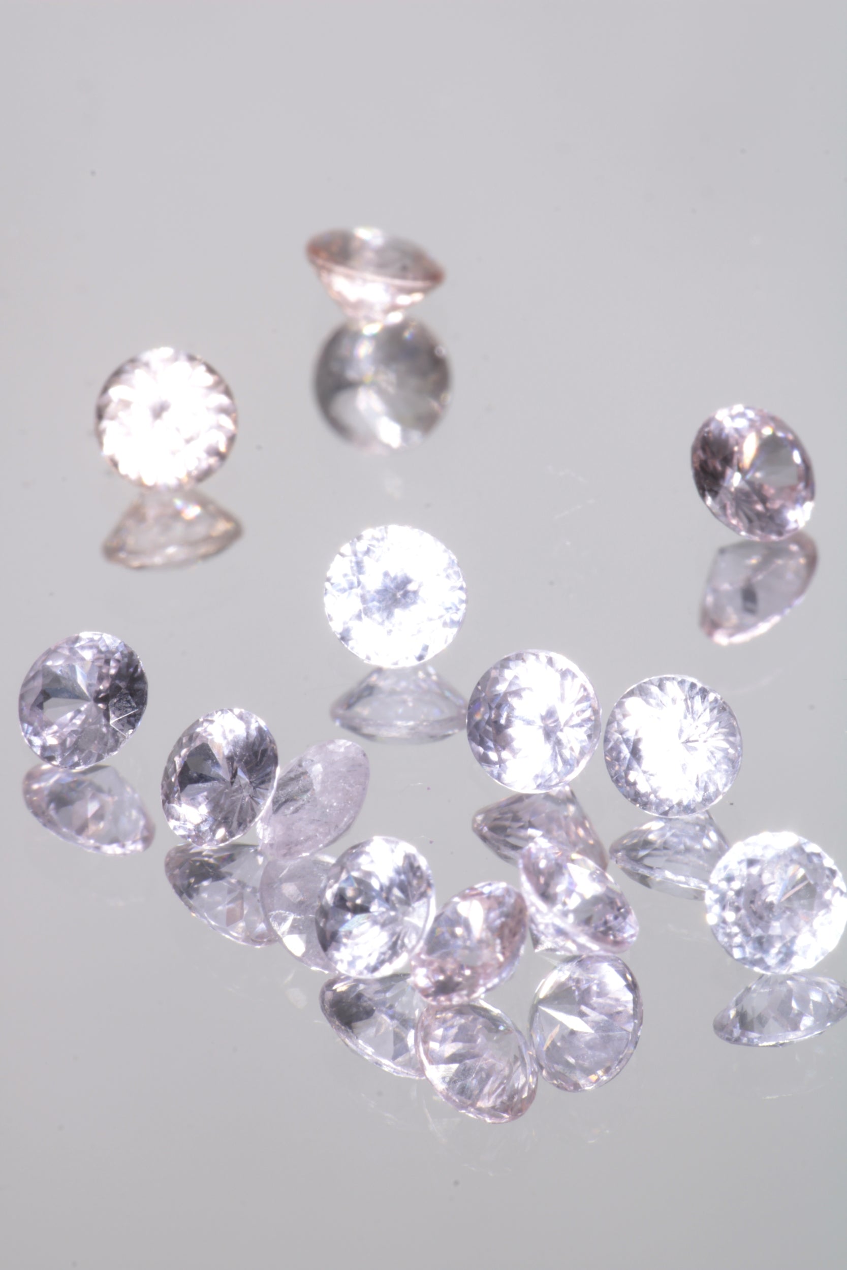 Lab Perovskite Cut Gems, Pink to Orange Red Laser YAP