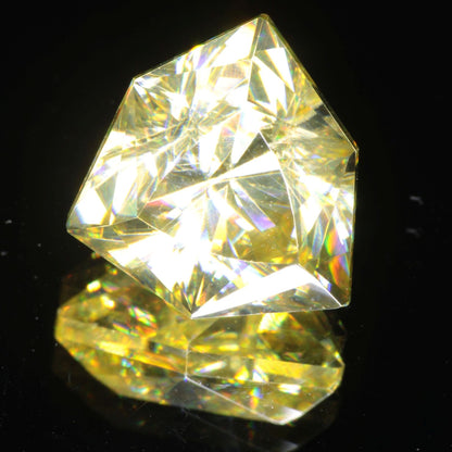 Faceted Wakefieldite Yellow Trillion cut gem