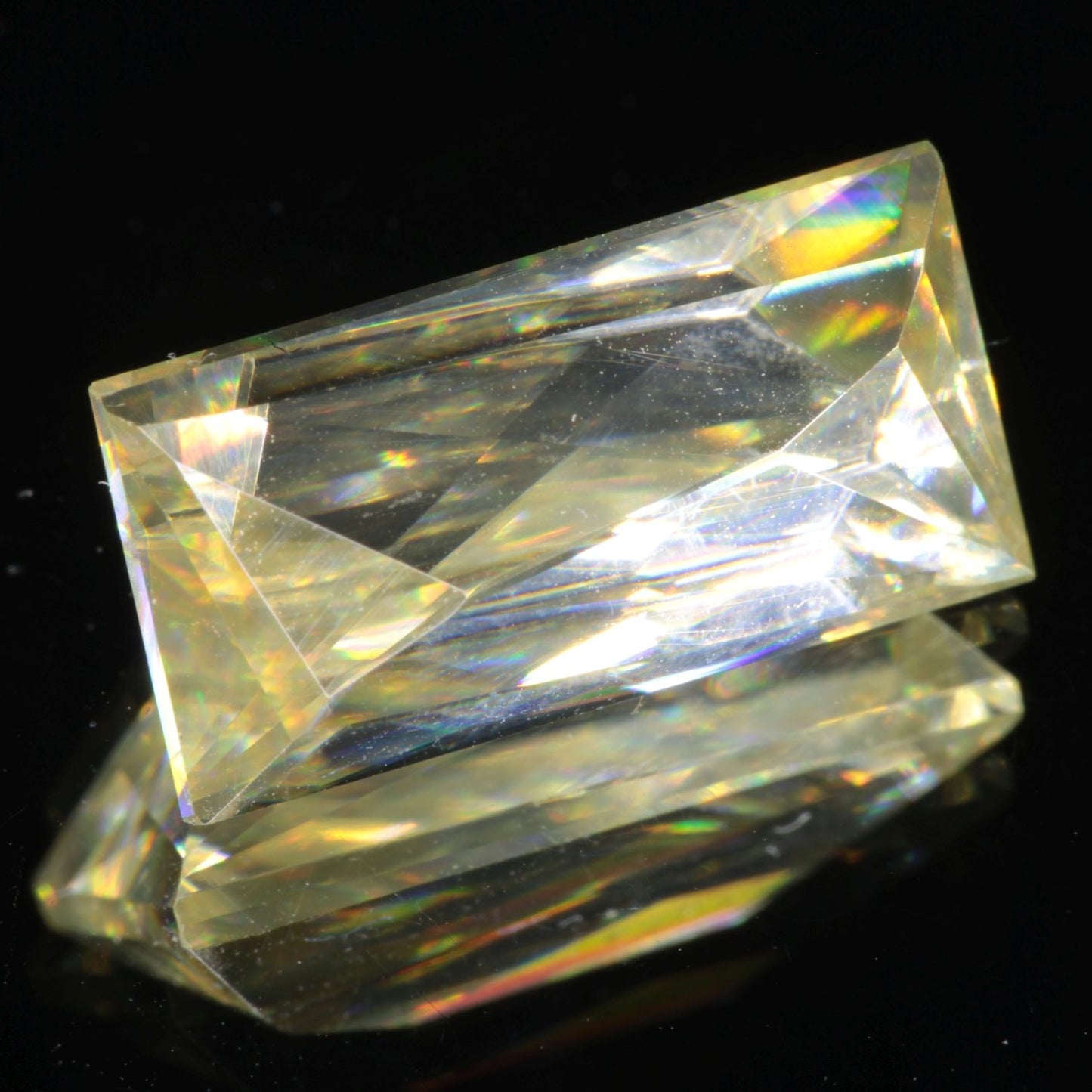 Faceted Wakefieldite Yellow Twist Rectangle cut gem