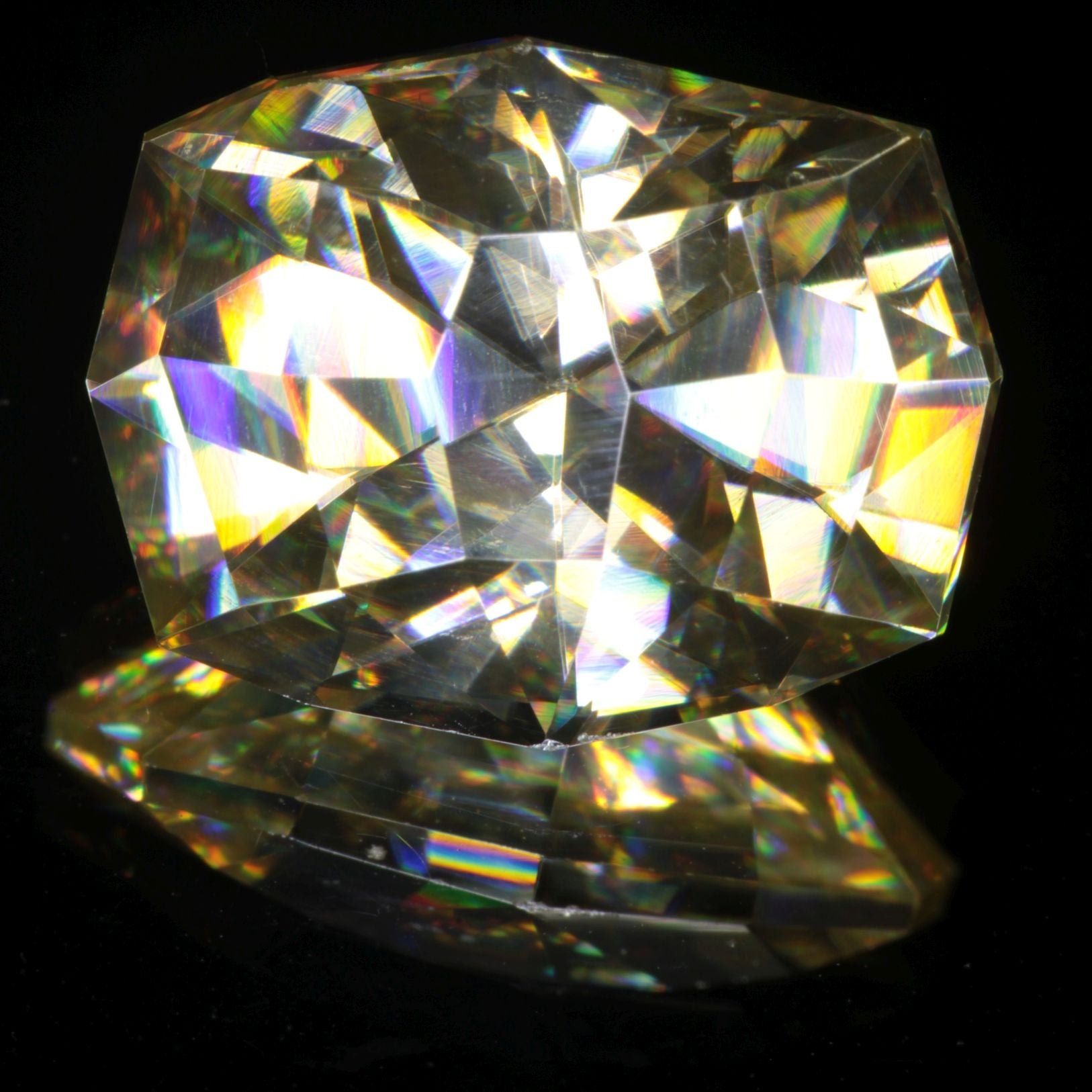 Faceted Wakefieldite Yellow Cushion cut gem