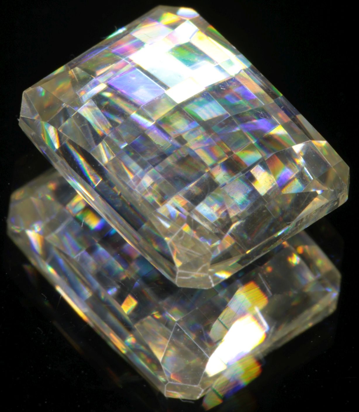 Faceted Wakefieldite Yellow Pixel Cushion cut gem