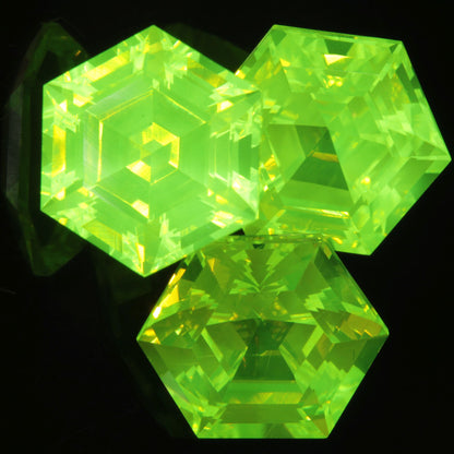 Faceted LuAG Hexagon gemstone