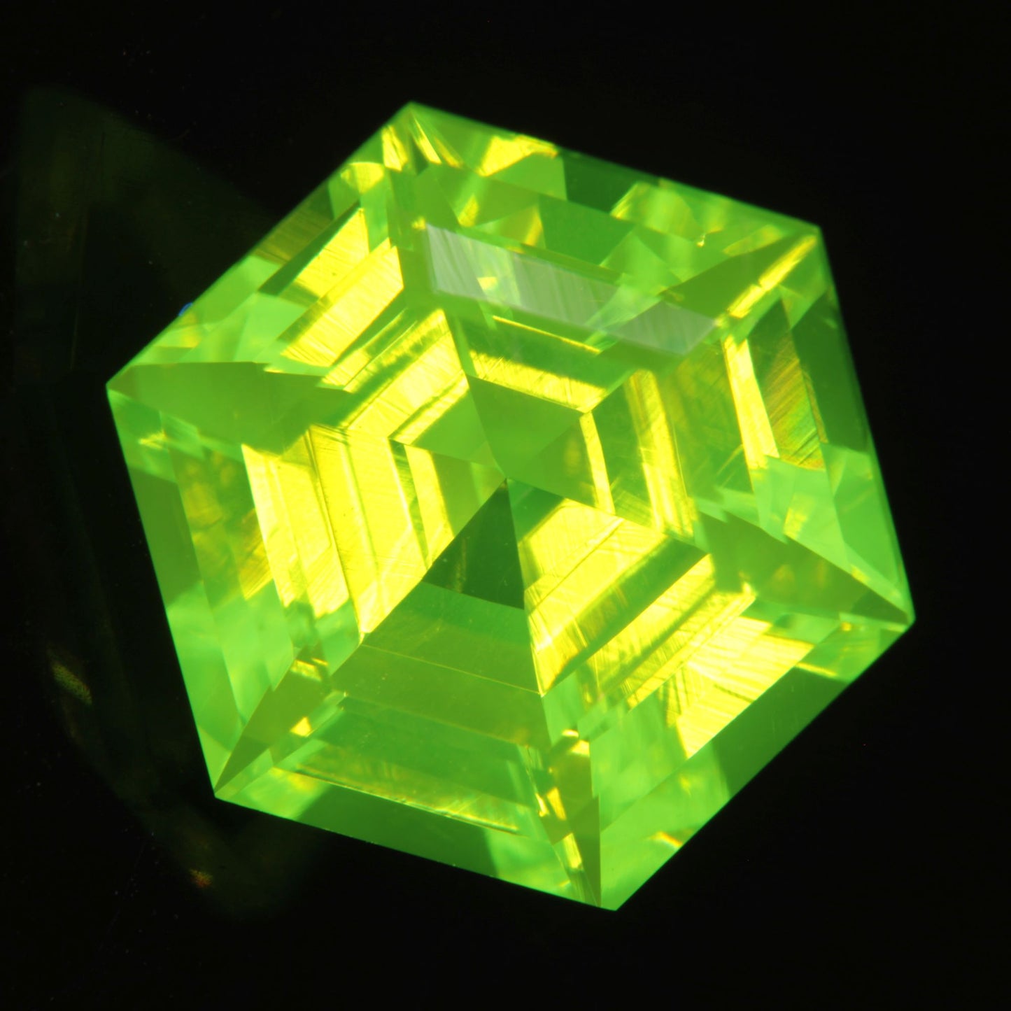 Faceted LuAG Hexagon gemstone